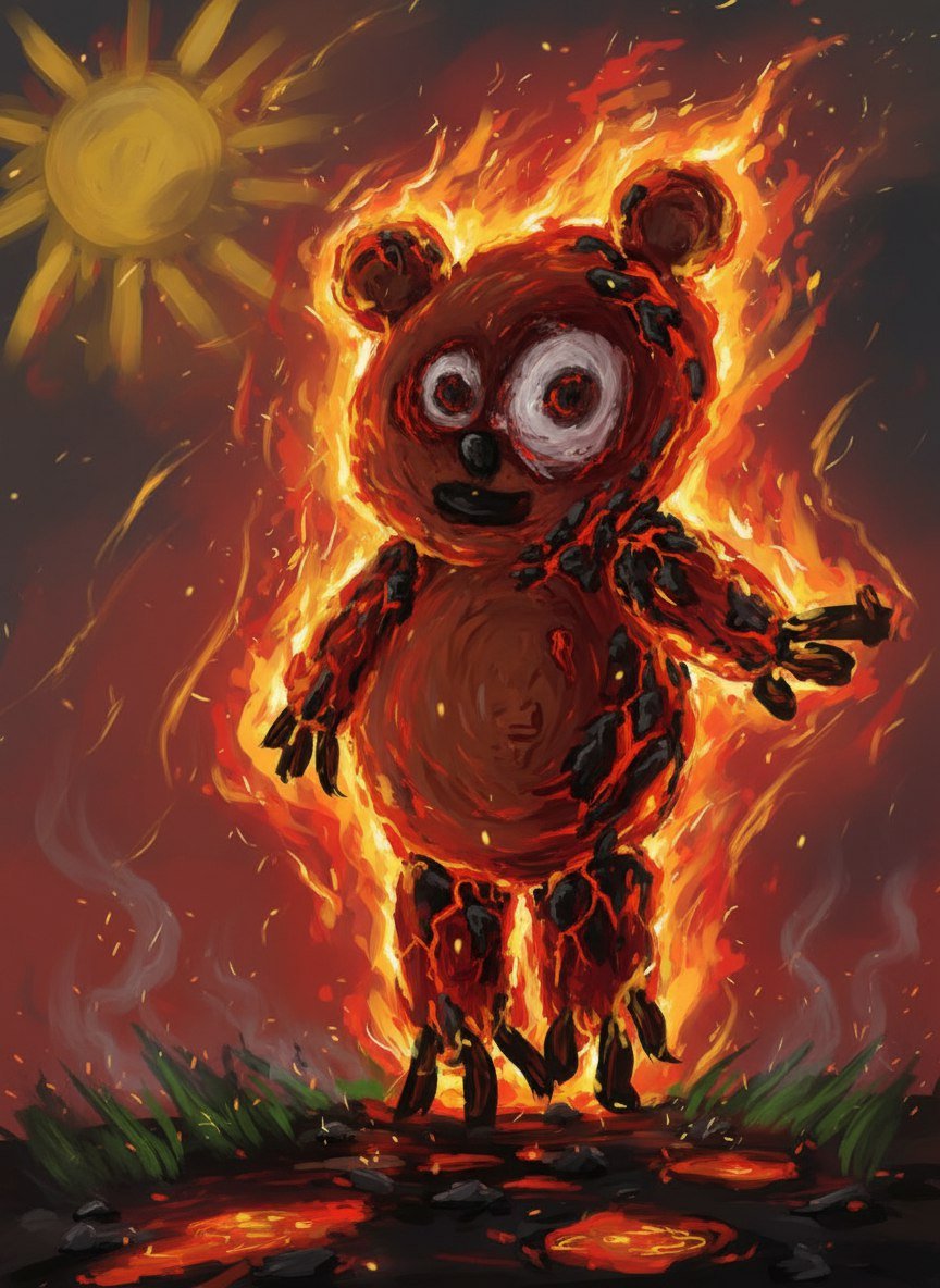 Цветная иллюстрация из детского рисунка, созданная ИИ